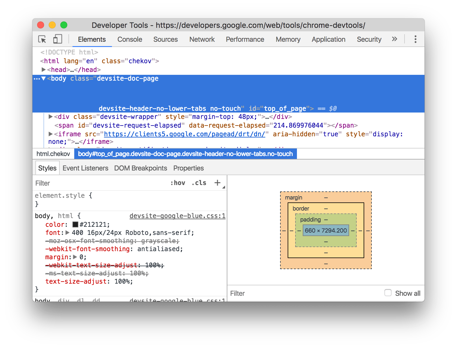 use developers tools in chrome for mac bbok